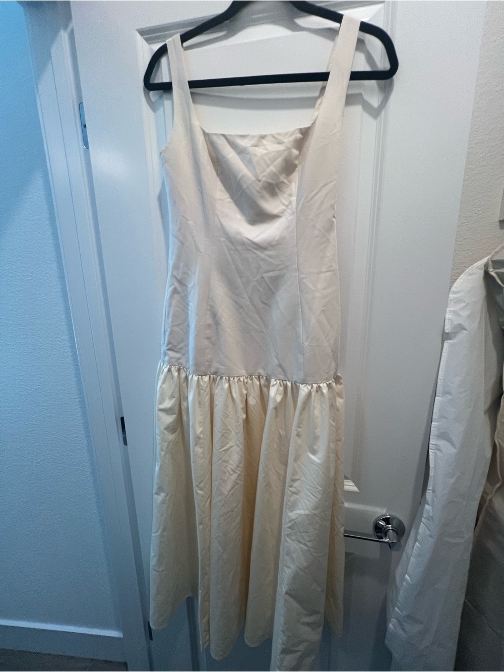SHEIN BRIDE WOMEN'S Sleeveless Cream Satin Drop-Waist Dress